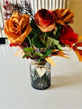 Artificial Flower Centerpiece in Rustic Vase